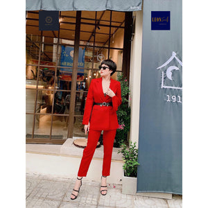 Lady-in-Red Double-breasted Suit