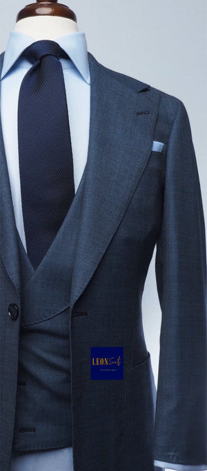 Premium Bespoke Blue in Grey tone 3-Piece Suit