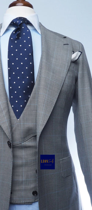 Premium Bespoke Grey Prince of Wales 3-Piece Suits