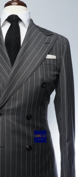 Premium Bespoke Striped Black Double-Breasted Suit