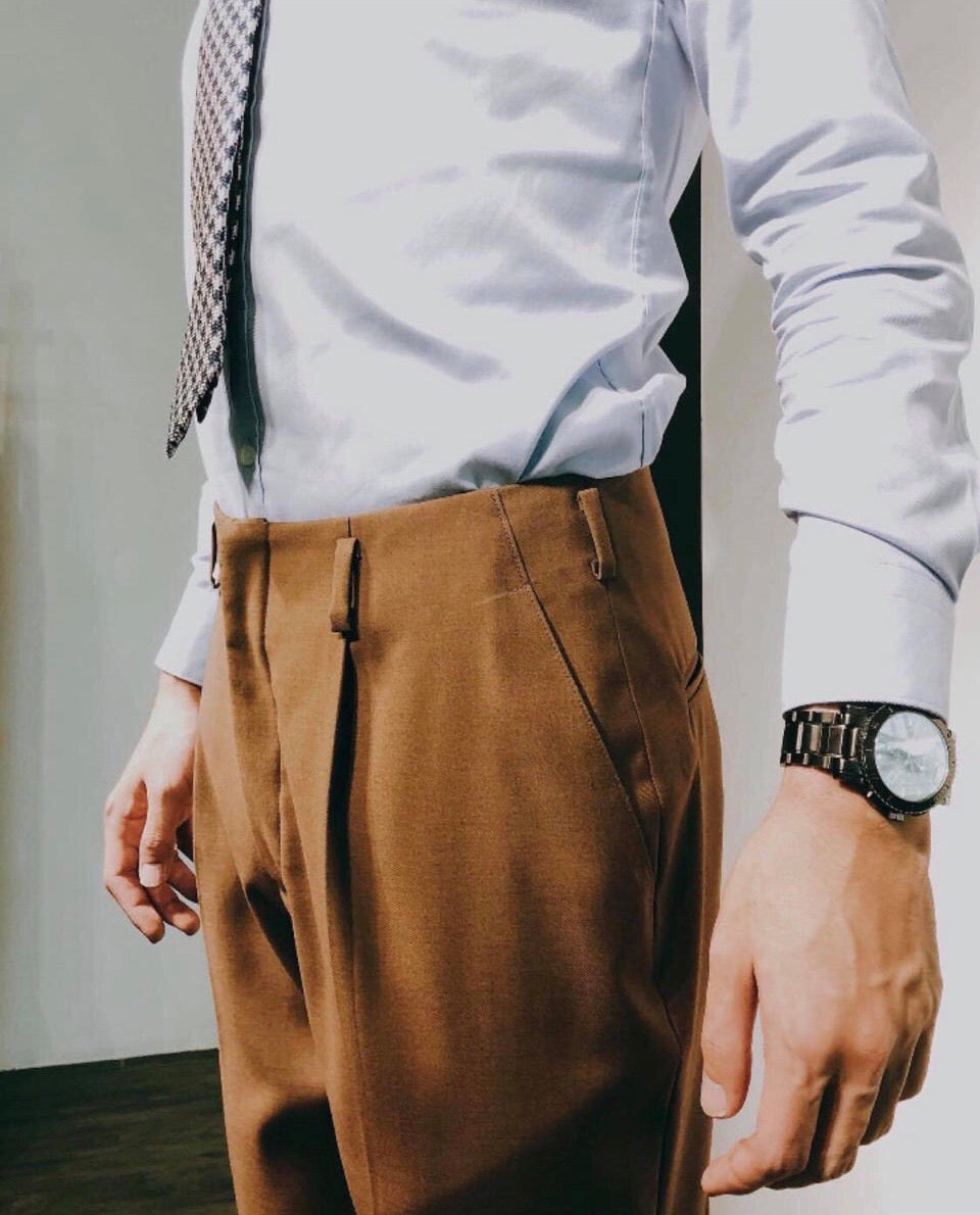Custom Made Brown Highwaist One-piece Trousers