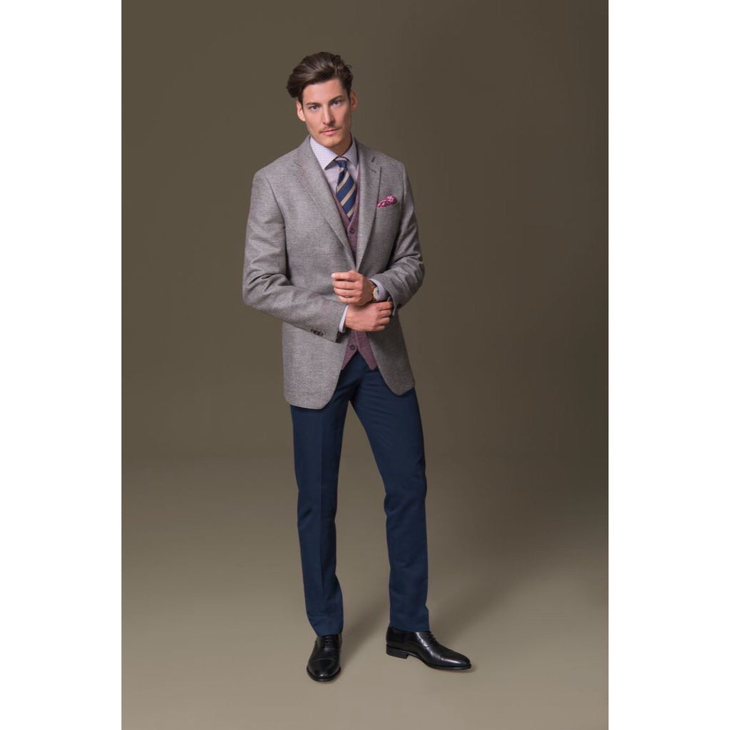 Custom Made Grey Suit Jacket + Navy Trousers