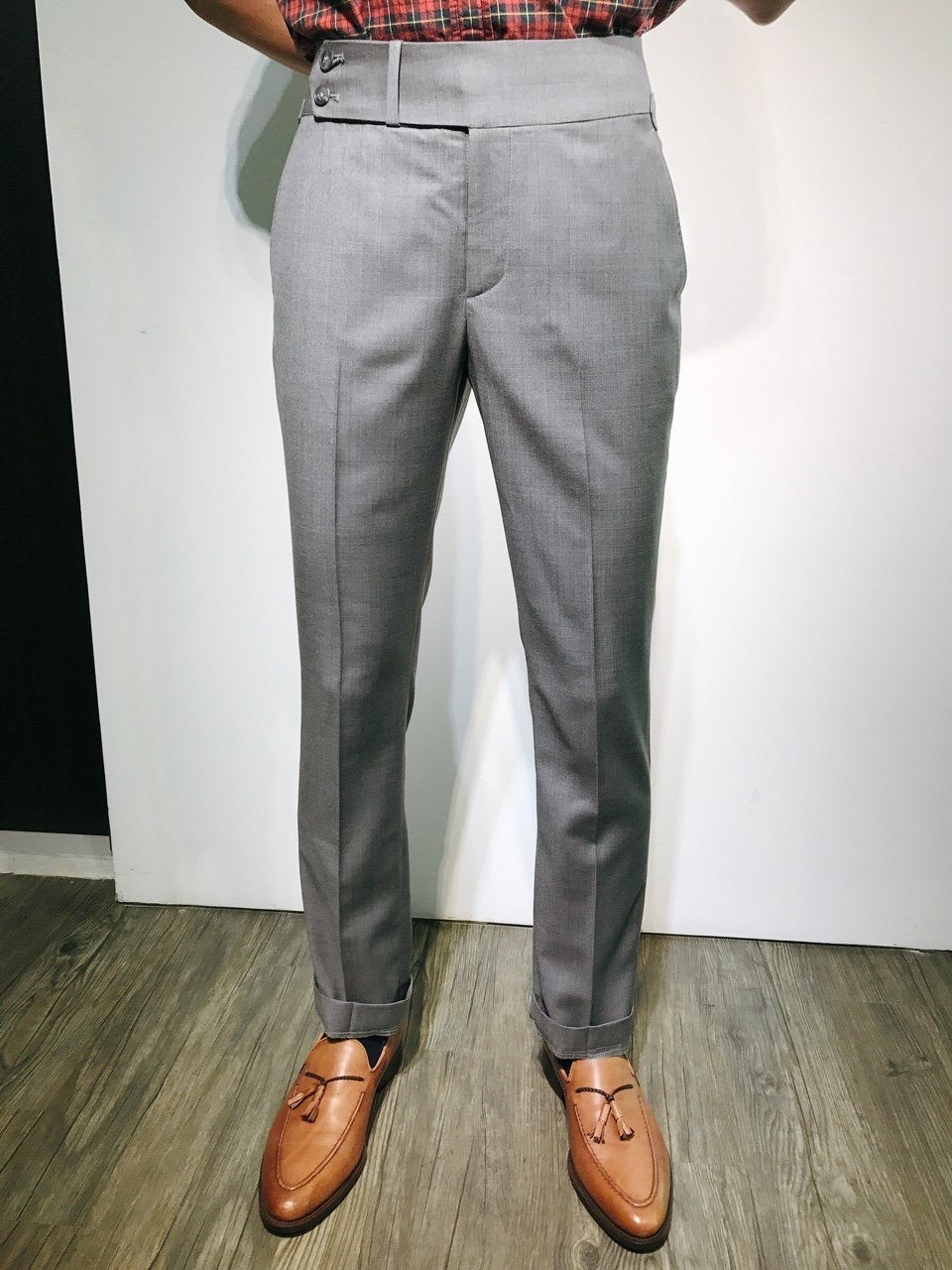 Custom Made Standard Light Grey Classic Highwaist Trousers