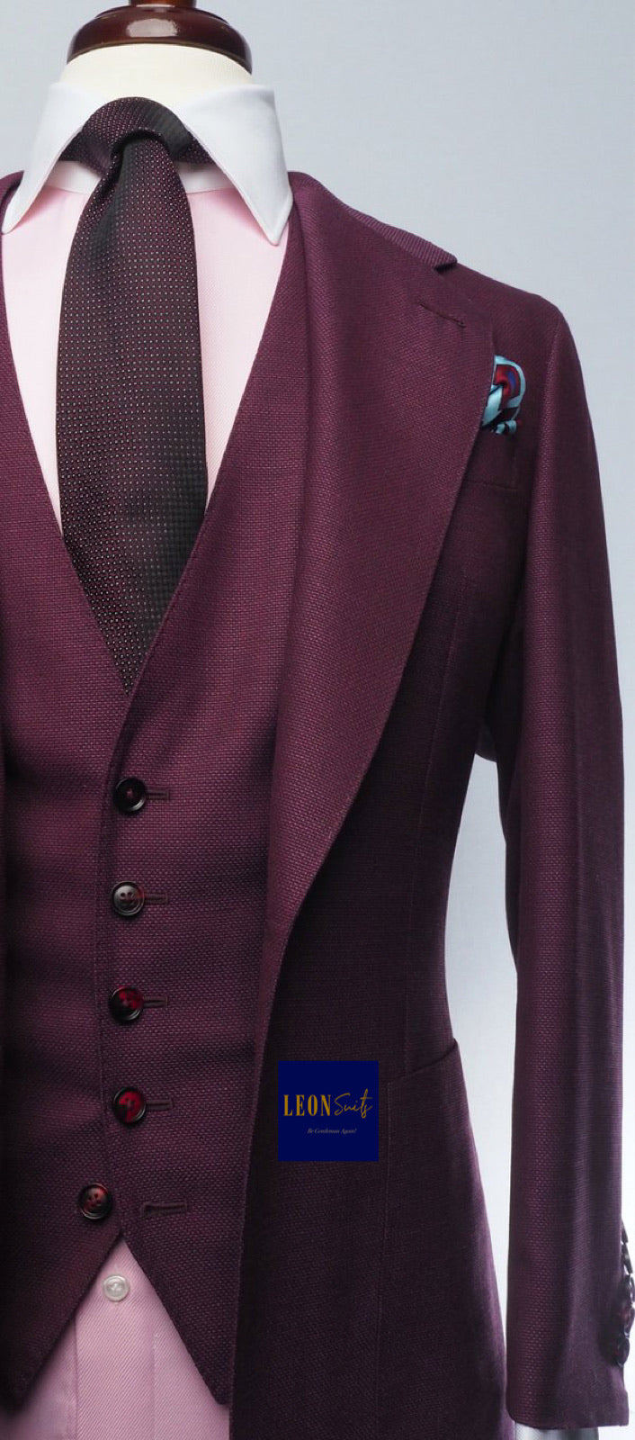 Premium Bespoke Bordeaux Red 3-Piece Suit