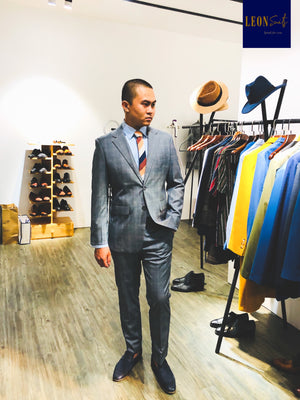 Custom Made Grey Prince of Wales Suit